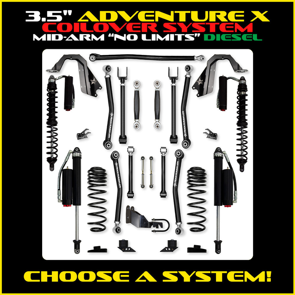 Rock Krawler 3.5 Inch Adventure X No Limits Mid-Arm System - Jeep Wrangler JLU Diesel - photo 2