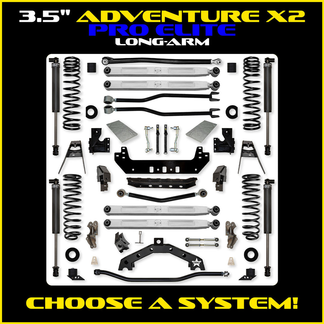 Rock Krawler 3.5 Inch Adventure X2 Pro Elite Long Arm System - Jeep JL 2-Door - kit photo