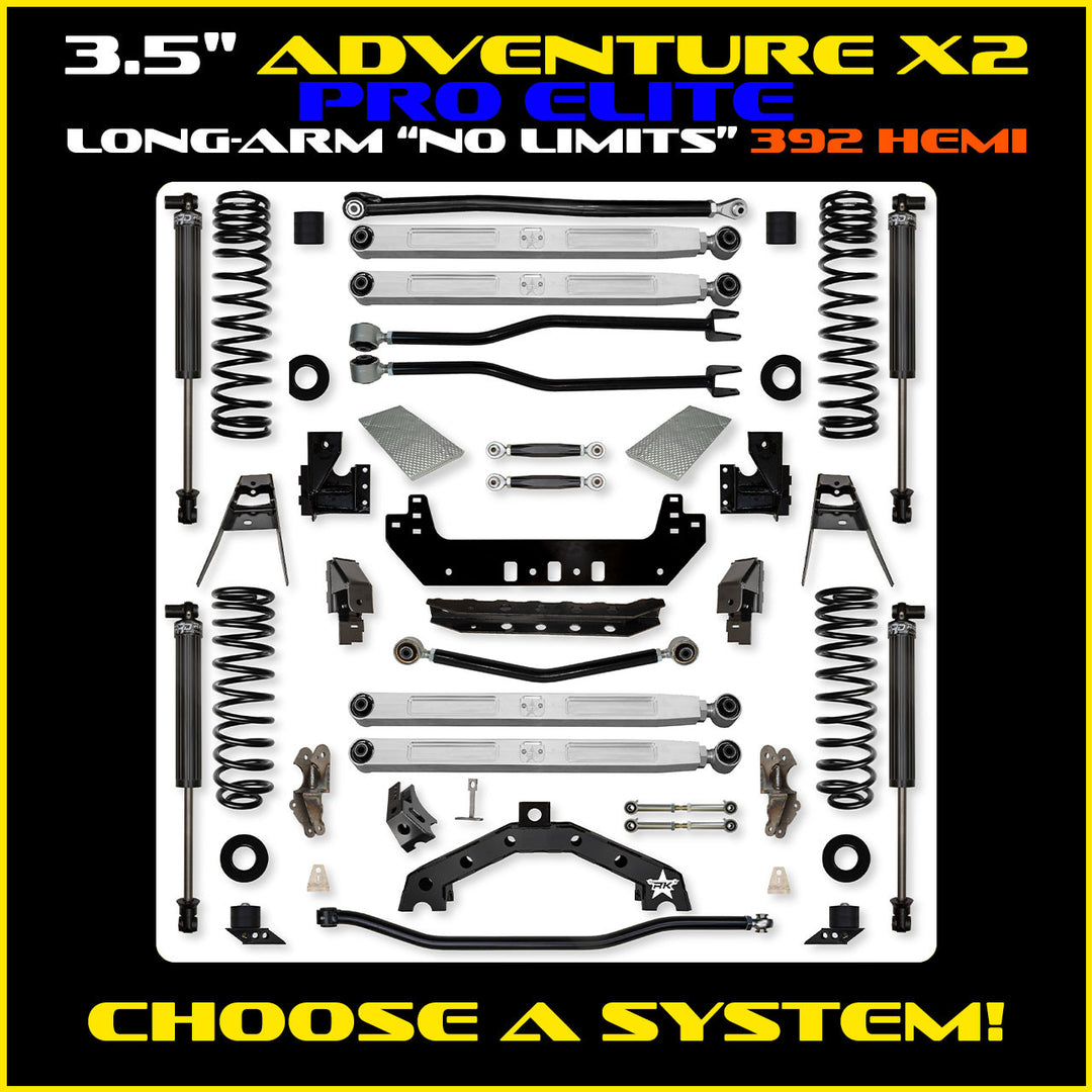 Rock Krawler 3.5 Inch Adventure X2 Pro Elite No Limits Long Arm System - JLU 392