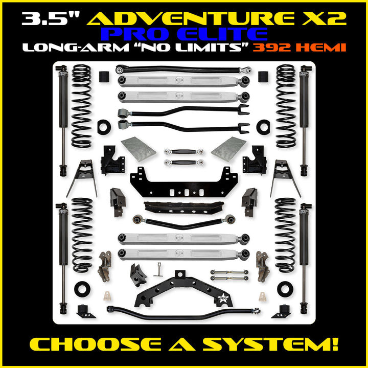 Rock Krawler 3.5 Inch Adventure X2 Pro Elite No Limits Long Arm System - JLU 392