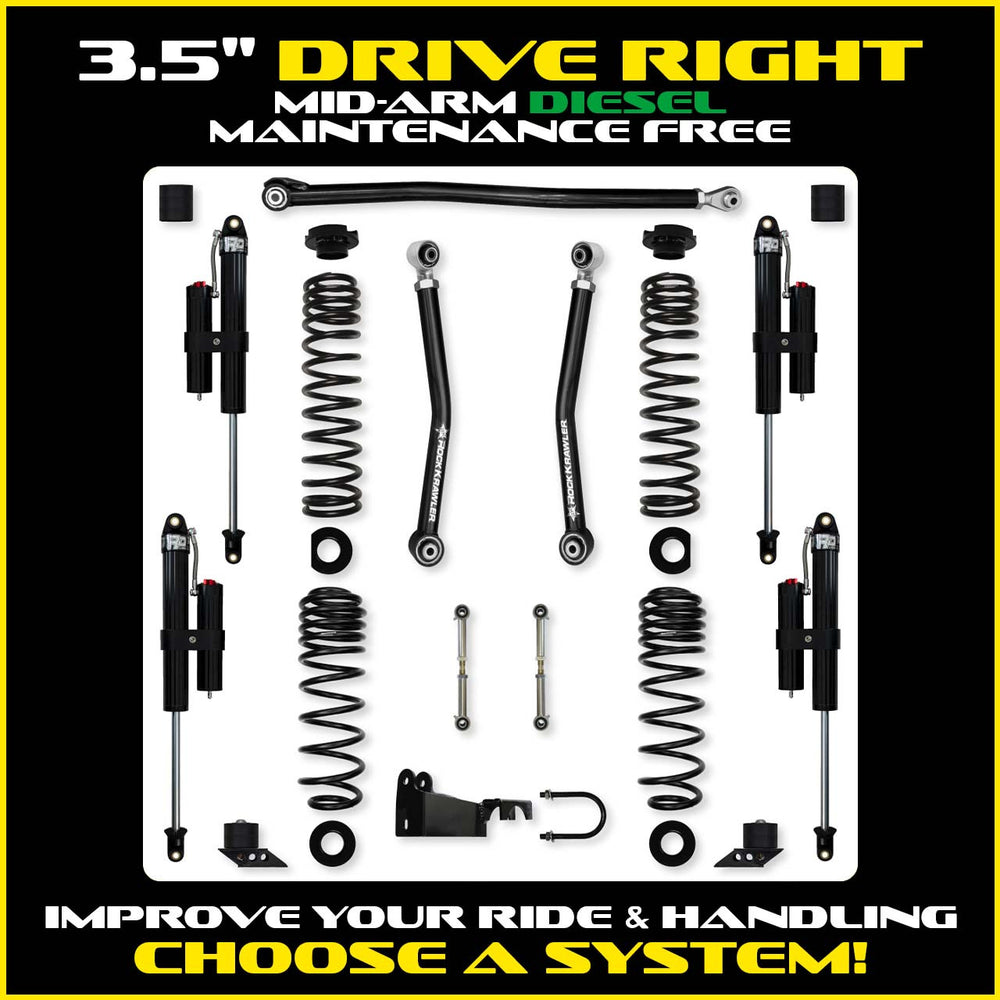 Rock Krawler 3.5 Inch Drive Right Mid Arm System - 2018+ Wrangler JLU 4-Door - kit photo 2