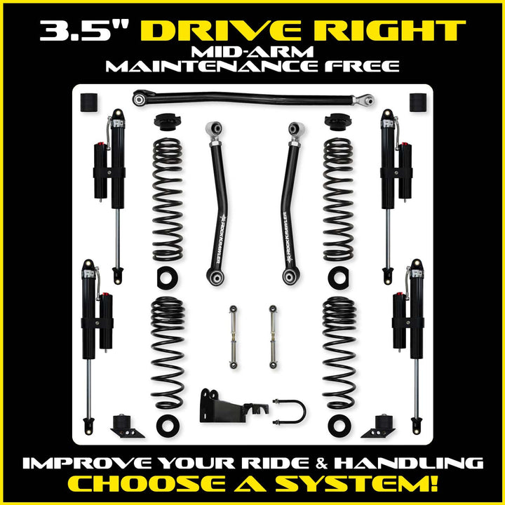 Rock Krawler 3.5 Inch Drive Right Mid Arm System - 2018+ Wrangler JLU 4-Door - kit photo