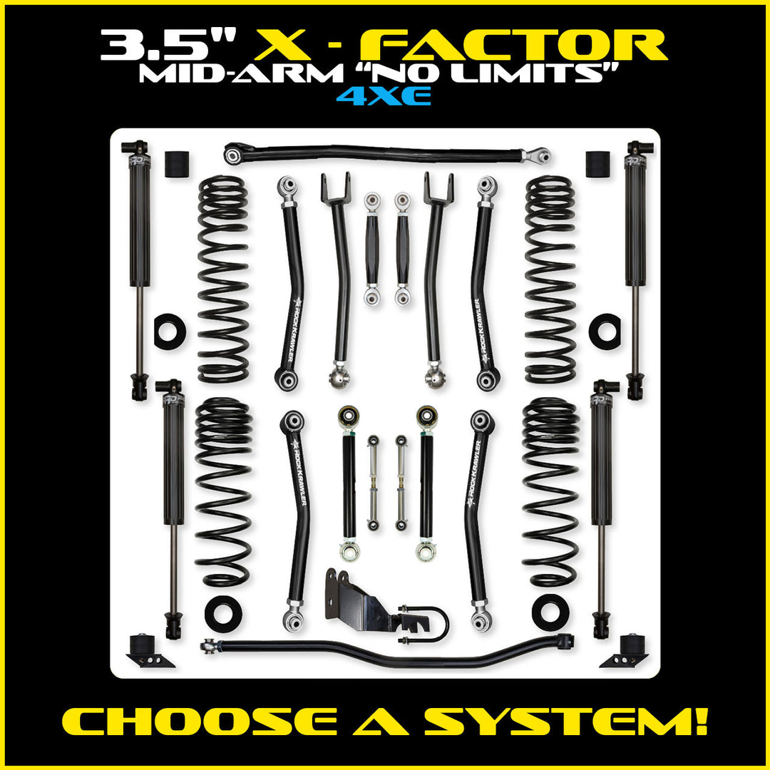 Rock Krawler 3.5 Inch X Factor No Limits Mid-Arm System - Jeep Wrangler JLU 4xe