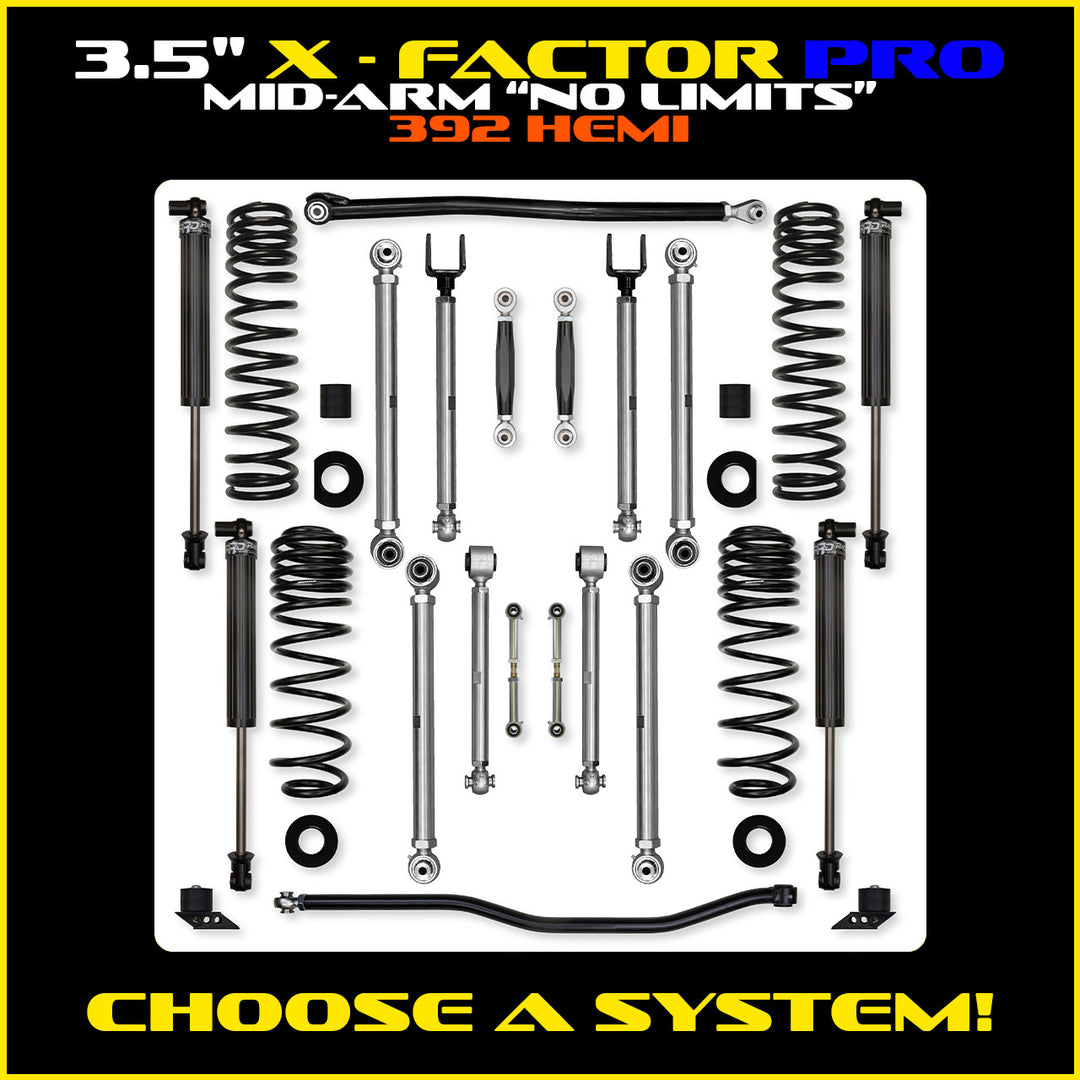 Rock Krawler 3.5 Inch X Factor Pro No Limits Mid-Arm System - Jeep Wrangler JLU 392