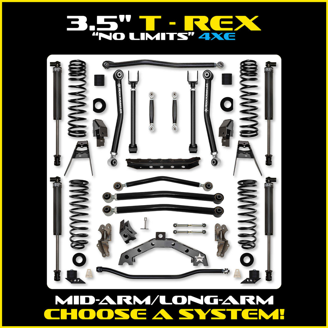 Rock Krawler 3.5 Inch T-Rex No Limits Hybrid System - 2018+ Wrangler JLU 4-Door - kit photo