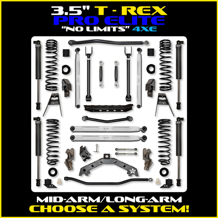 Rock Krawler 3.5 Inch T-Rex Pro Elite No Limits Hybrid System - Jeep JLU 4-Door - kit photo