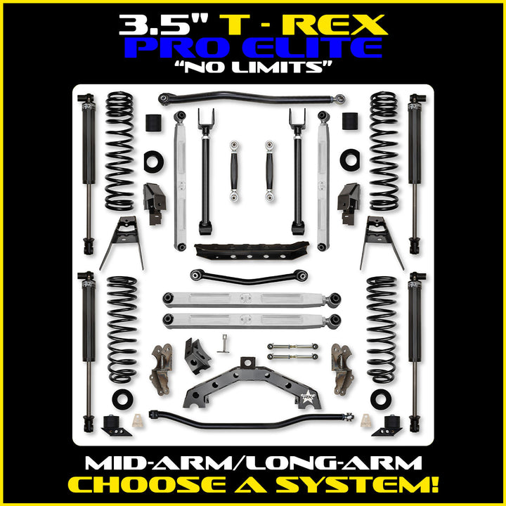 Rock Krawler 3.5 Inch T-Rex Pro Elite No Limits Hybrid System - Jeep JL 2-Door - kit photo