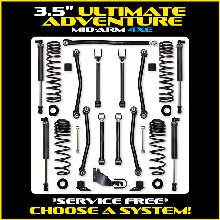 Rock Krawler 3.5 Inch Ultimate Adventure Mid Arm System - Wrangler JLU 4-Door - kit photo 3