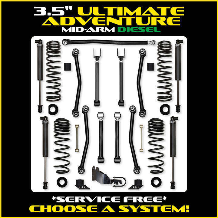 Rock Krawler 3.5 Inch Ultimate Adventure Mid Arm System - Wrangler JLU 4-Door - kit photo 2