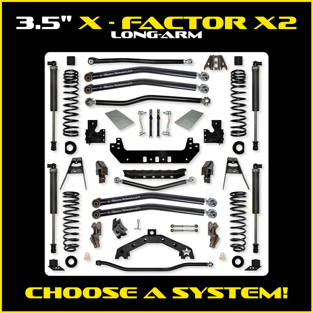 Rock Krawler 3.5 Inch X-Factor X2 Long Arm System - 2018+ Wrangler JLU 4-Door - kit photo