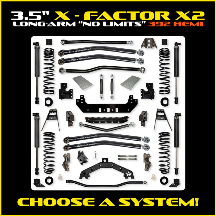 Rock Krawler 3.5 Inch X-Factor X2 No Limits Long Arm System - Jeep JLU 4-Door - kit photo 3