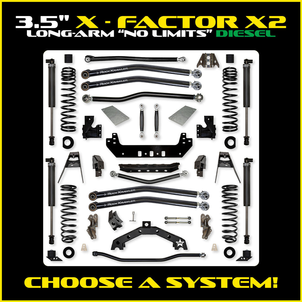 Rock Krawler 3.5 Inch X-Factor X2 No Limits Long Arm System - Jeep JLU 4-Door - kit photo 2