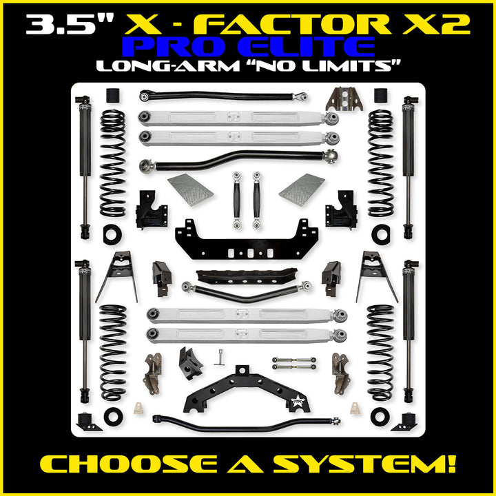 Rock Krawler 3.5 Inch X-Factor X2 Pro Elite No Limits Long Arm - Jeep JL 2-Door - kit photo
