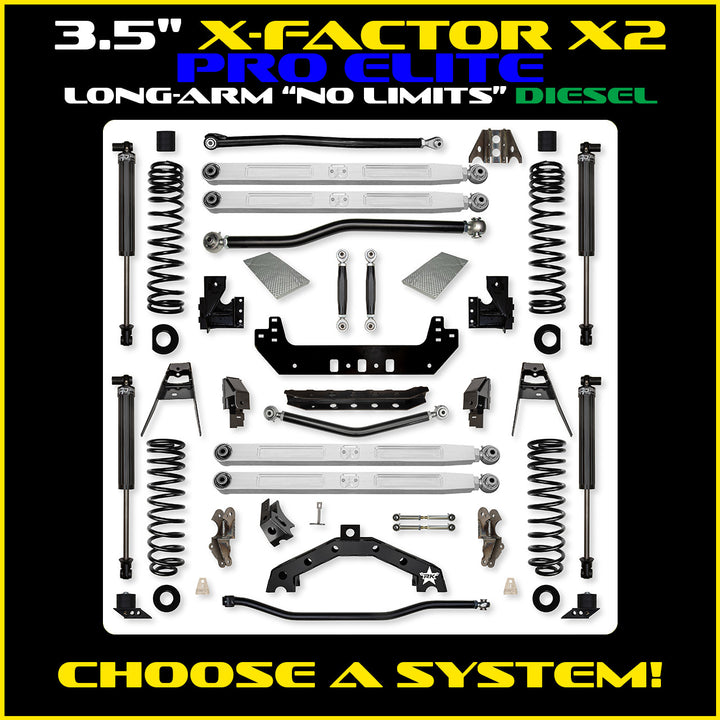 Rock Krawler 3.5 Inch X-Factor X2 Pro Elite No Limits Long Arm - Jeep JLU 4-Door - kit photo 3
