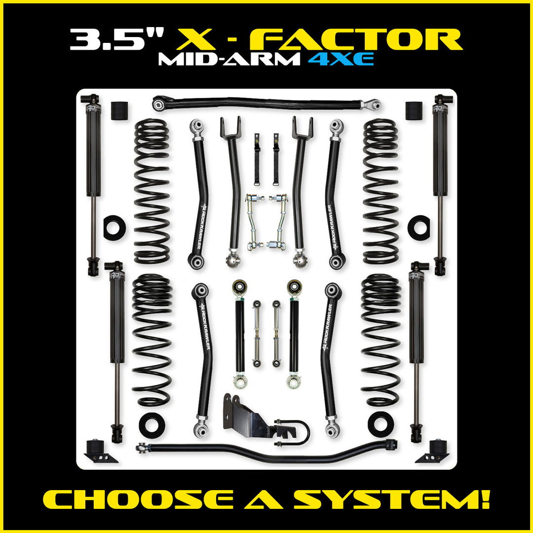 Rock Krawler 3.5 Inch X Factor Mid-Arm System - Jeep Wrangler JLU 4xe