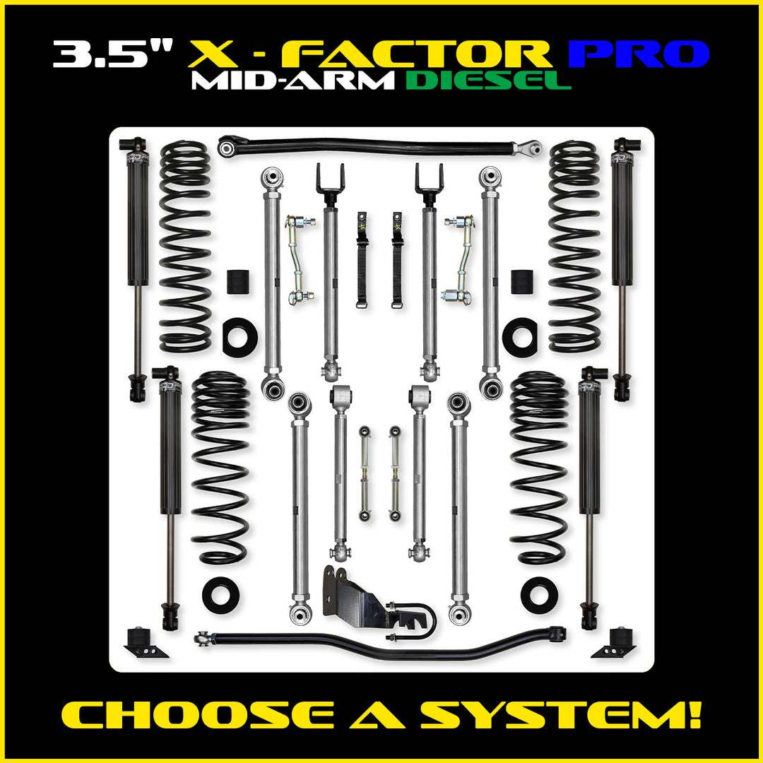 Rock Krawler 3.5 Inch X Factor Pro Mid-Arm System - Jeep Wrangler JLU Diesel