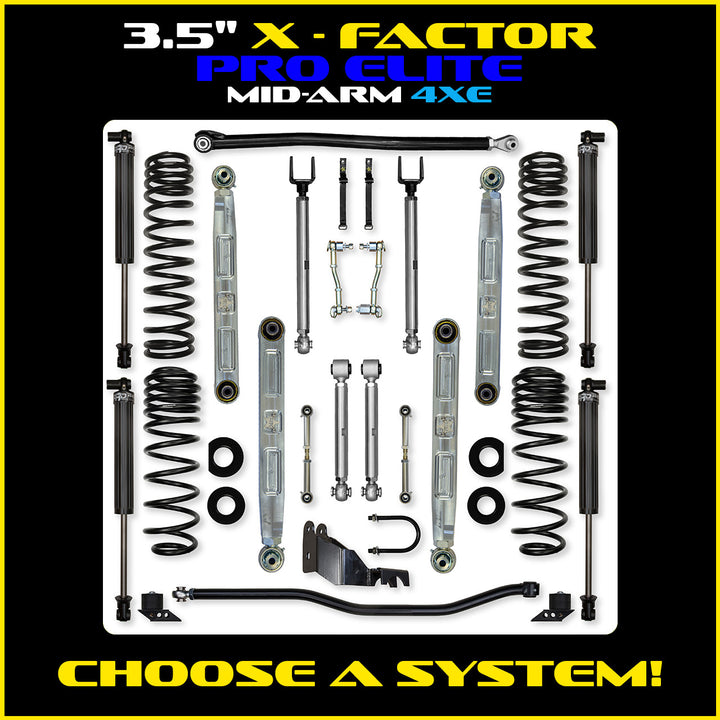 Rock Krawler 3.5 Inch X Factor Pro Elite Mid-Arm System - Jeep Wrangler JLU 4xe