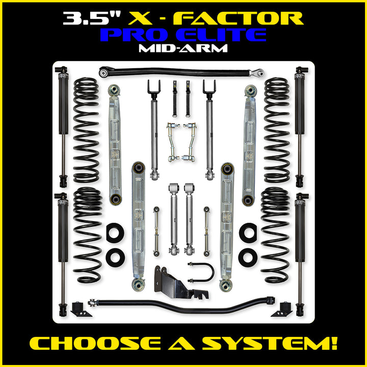 Rock Krawler 3.5 Inch X Factor Pro Elite Mid-Arm System - Jeep Wrangler JL 2-Door