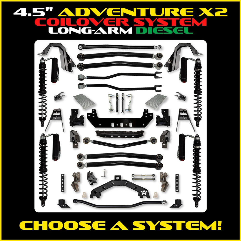 Rock Krawler 4.5 Inch Adventure X2 Long Arm System - Jeep Wrangler JLU Diesel - coilover packages