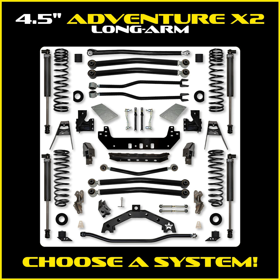 Rock Krawler 4.5 Inch Adventure X2 Long Arm System - Jeep Wrangler JLU 4-Door