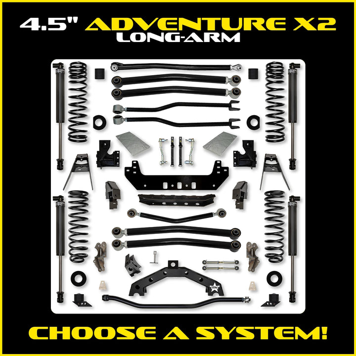 Rock Krawler 4.5 Inch Adventure X2 Long Arm System - Jeep Wrangler JLU 4-Door