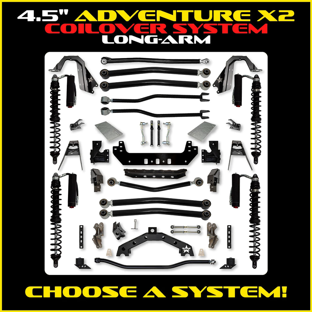 Rock Krawler 4.5 Inch Adventure X2 Long Arm System - Jeep Wrangler JLU 4-Door - coilover packages