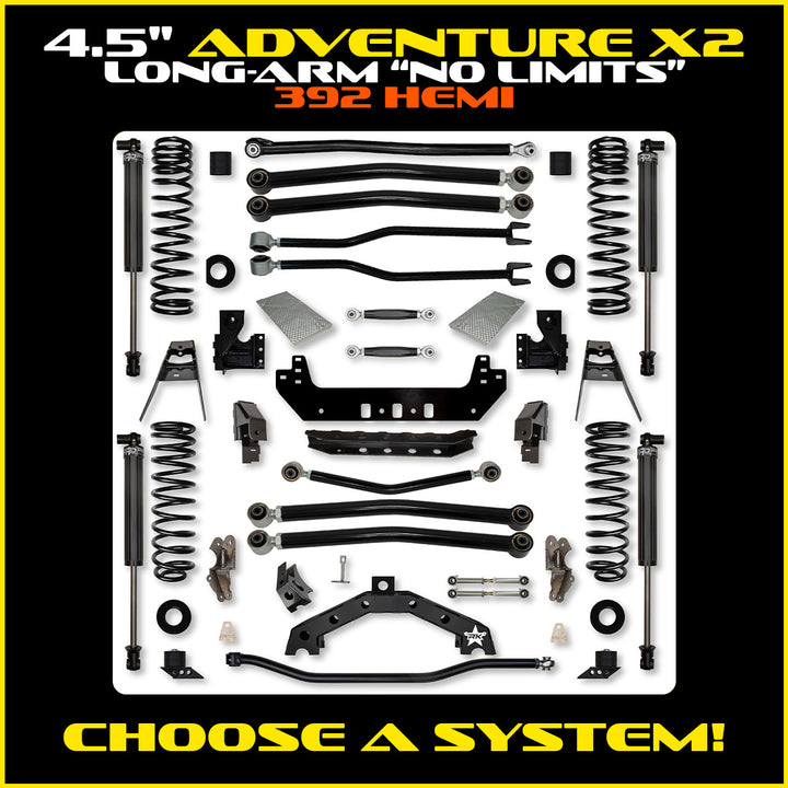 Rock Krawler 4.5 Inch Adventure X2 No Limits Long Arm - Jeep Wrangler JLU 392