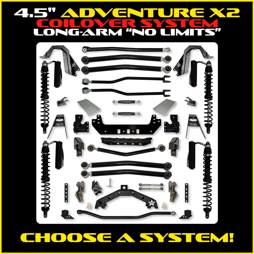 Rock Krawler 4.5 Inch Adventure X2 No Limits Long Arm - Jeep Wrangler JLU 4-Door - coilover packages
