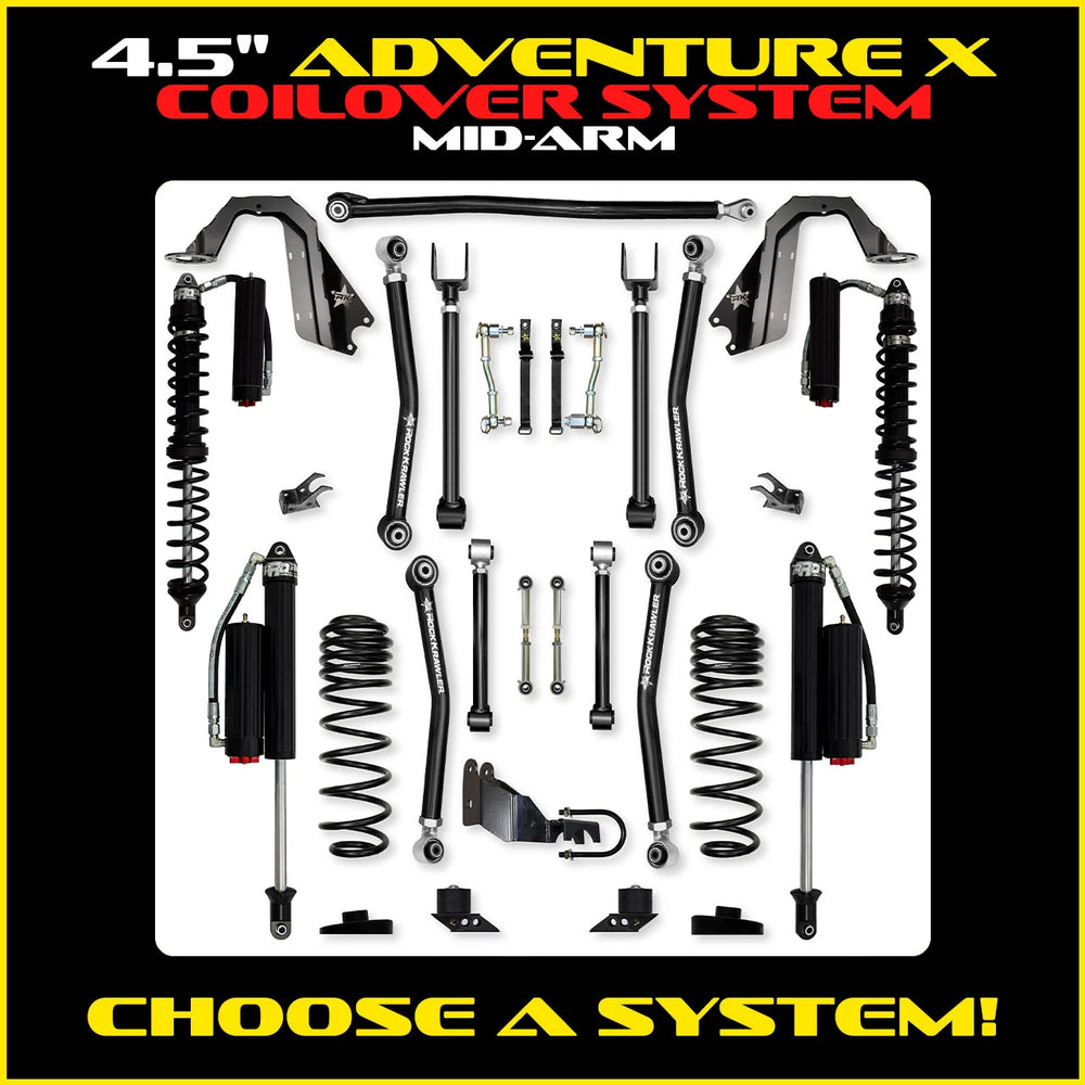 Rock Krawler 4.5 Inch Adventure-X Mid-Arm Lift Kit - Jeep Wrangler JL - coilover package