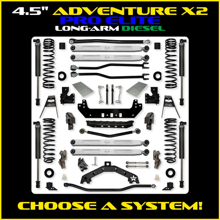 Rock Krawler 4.5 Inch Adventure X2 Pro Elite Long Arm - Jeep Wrangler JLU Diesel