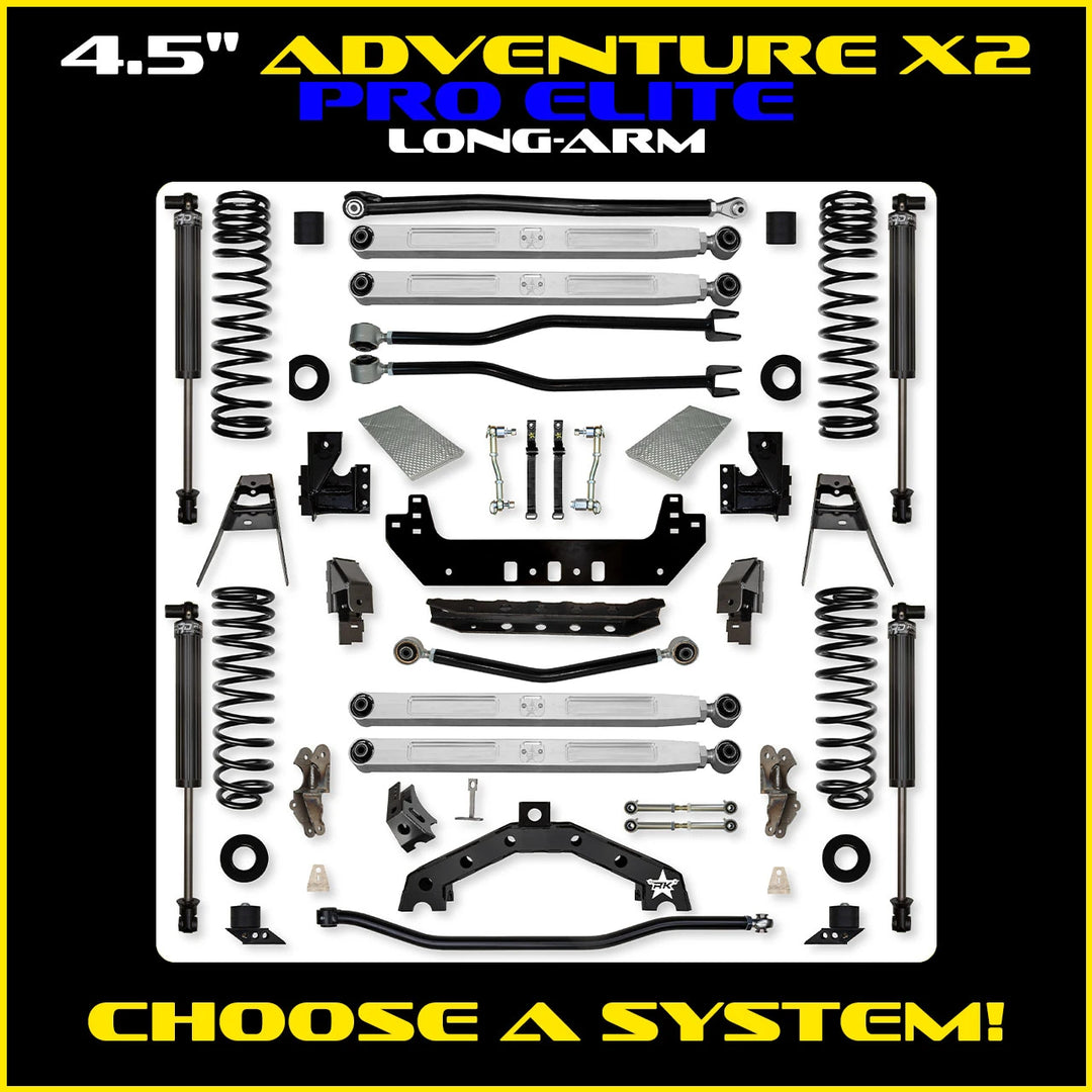 Rock Krawler 4.5 Inch Adventure X2 Pro Elite Long Arm - Jeep Wrangler JLU 4-Door