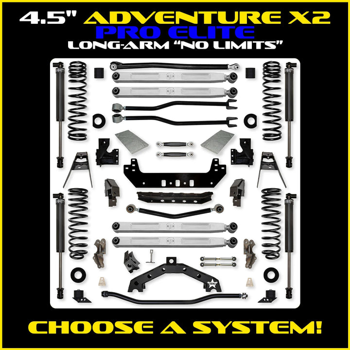 Rock Krawler 4.5 Inch Adventure X2 Pro Elite No Limits Long-Arm Lift Kit - Wrangler JL