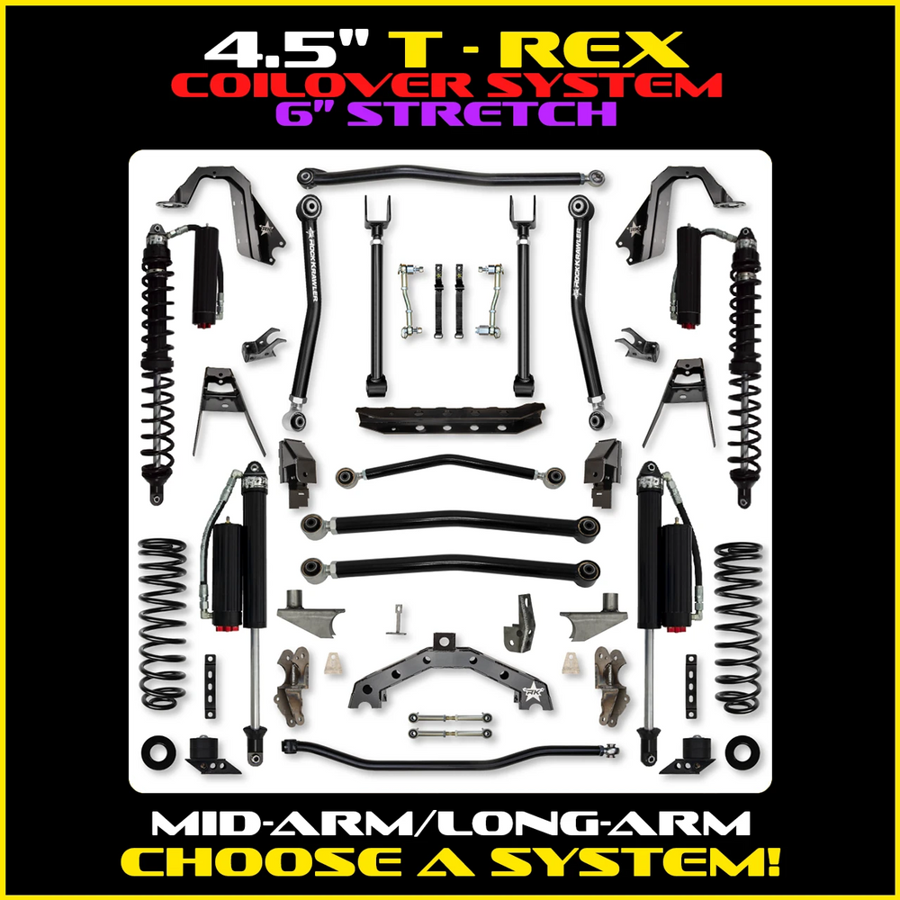 Rock Krawler 4.5 Inch T-Rex Hybrid w/ 6 Inch Rear Stretch - JL 2-Door - coilover packages