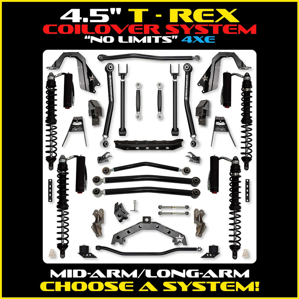 Rock Krawler 4.5 Inch T-Rex No Limits Hybrid System - Jeep Wrangler JLU 4xe - coilover packages