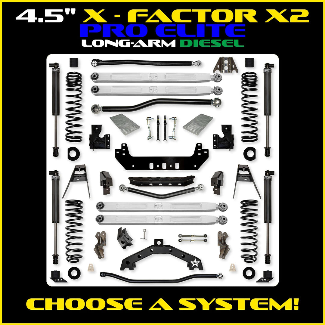 Rock Krawler 4.5 Inch X Factor X2 Pro Elite Long Arm - Jeep Wrangler JLU Diesel