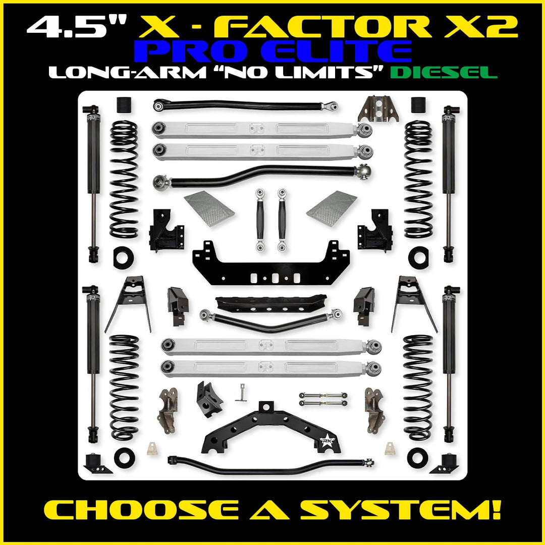 Rock Krawler 4.5 Inch X Factor X2 Pro Elite No Limits Long Arm - JLU Diesel