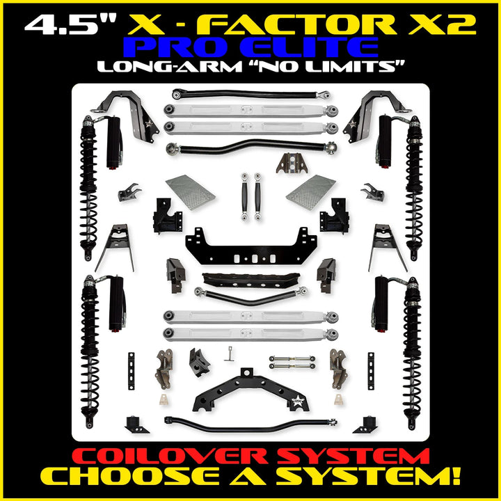 Rock Krawler 4.5 Inch X Factor X2 Pro Elite No Limits Long Arm - JL 2-Door - coilover packages