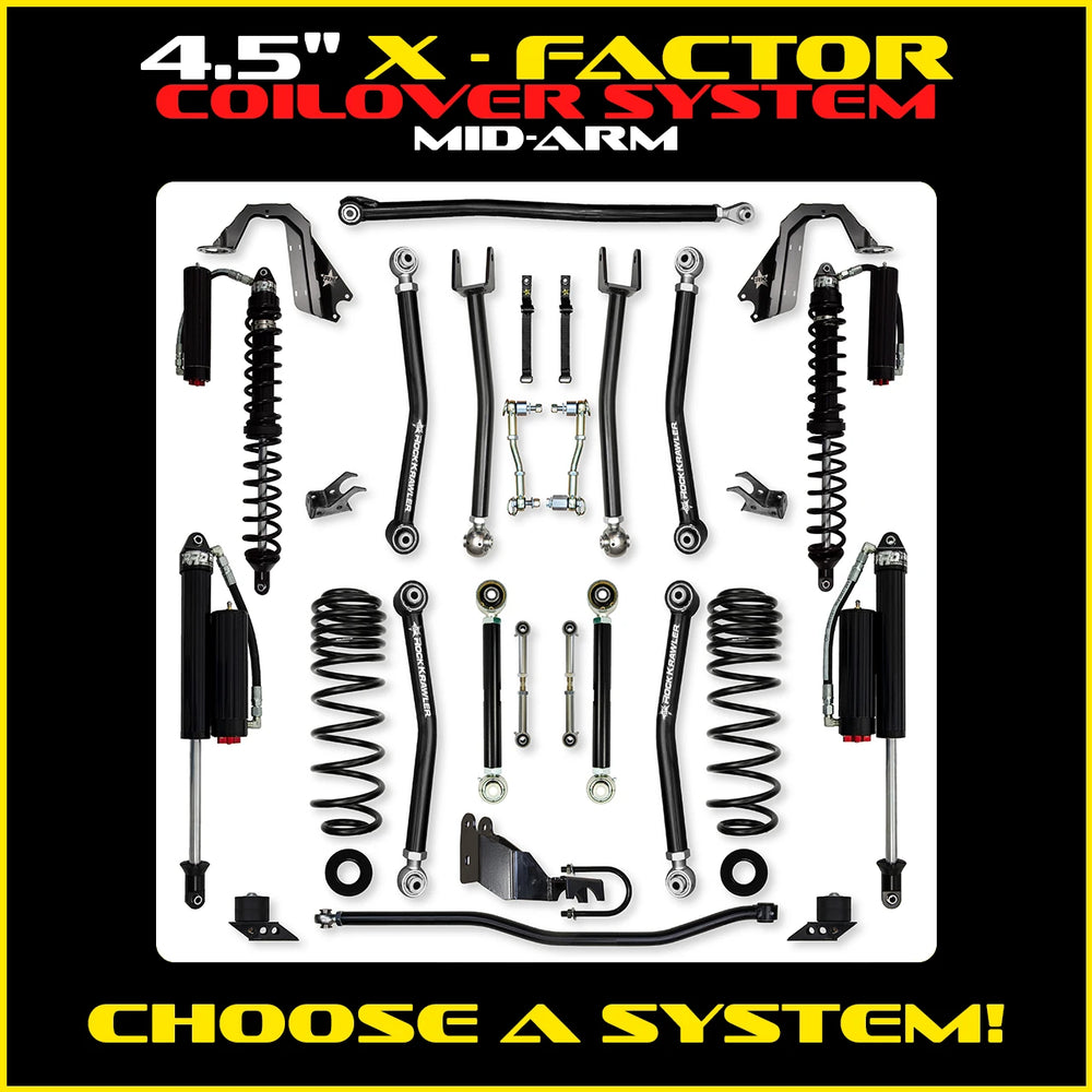 Rock Krawler 4.5 Inch X-Factor Mid-Arm Lift Kit - Jeep Wrangler JLU - coilover package