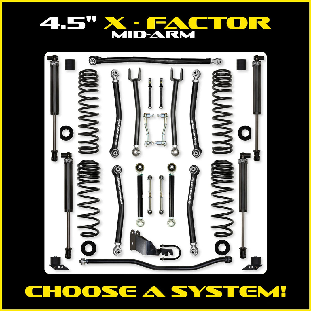 Rock Krawler 4.5 Inch X-Factor Mid-Arm Lift Kit - Jeep Wrangler JLU