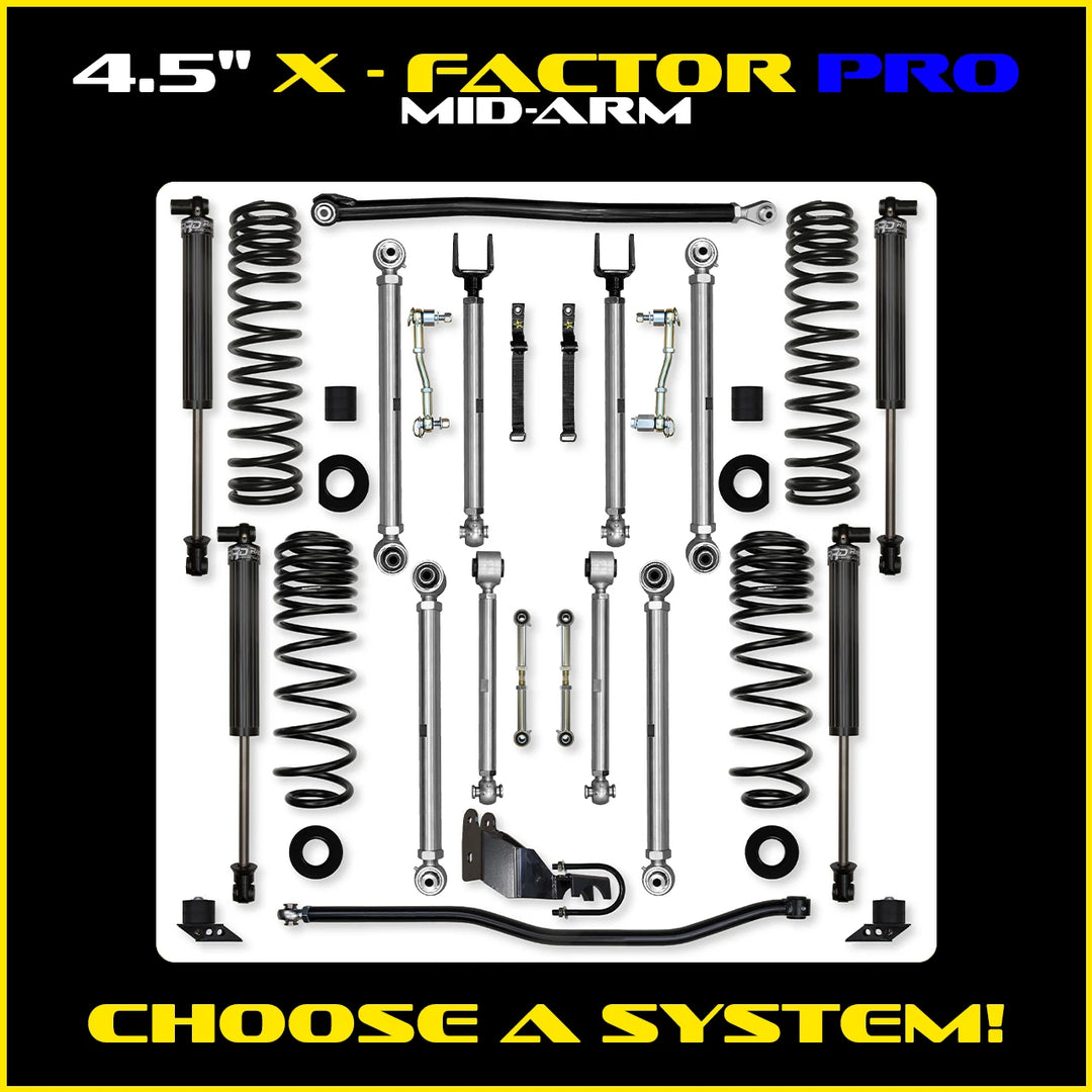 Rock Krawler 4.5 Inch X-Factor Pro Mid-Arm Lift Kit - Jeep Wrangler JL