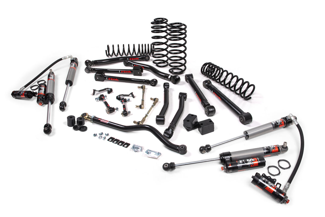 2018-2026 Jeep Wrangler JL 2 Door 3 Inch J-Krawl System Rubber FOX 2.5 Performance Elite Series R/R DSC Front FOX 2.5 Performance Elite Series P/B DSC Rear Standard Rate Coils | JKS JSPEC189PES