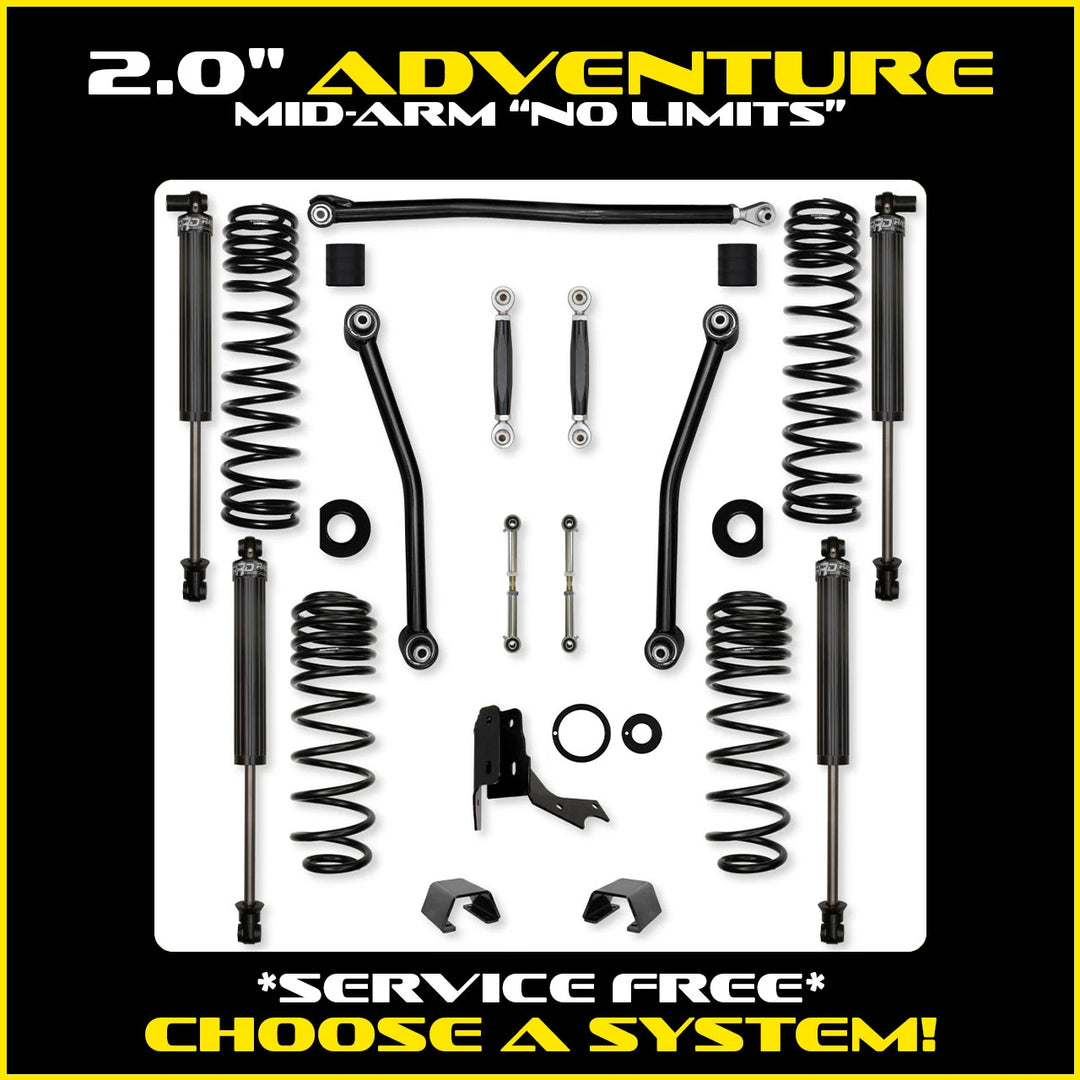 Rock Krawler 2.0 Inch Adventure No Limits Mid Arm System - 2020+ Gladiator JT - kit photo