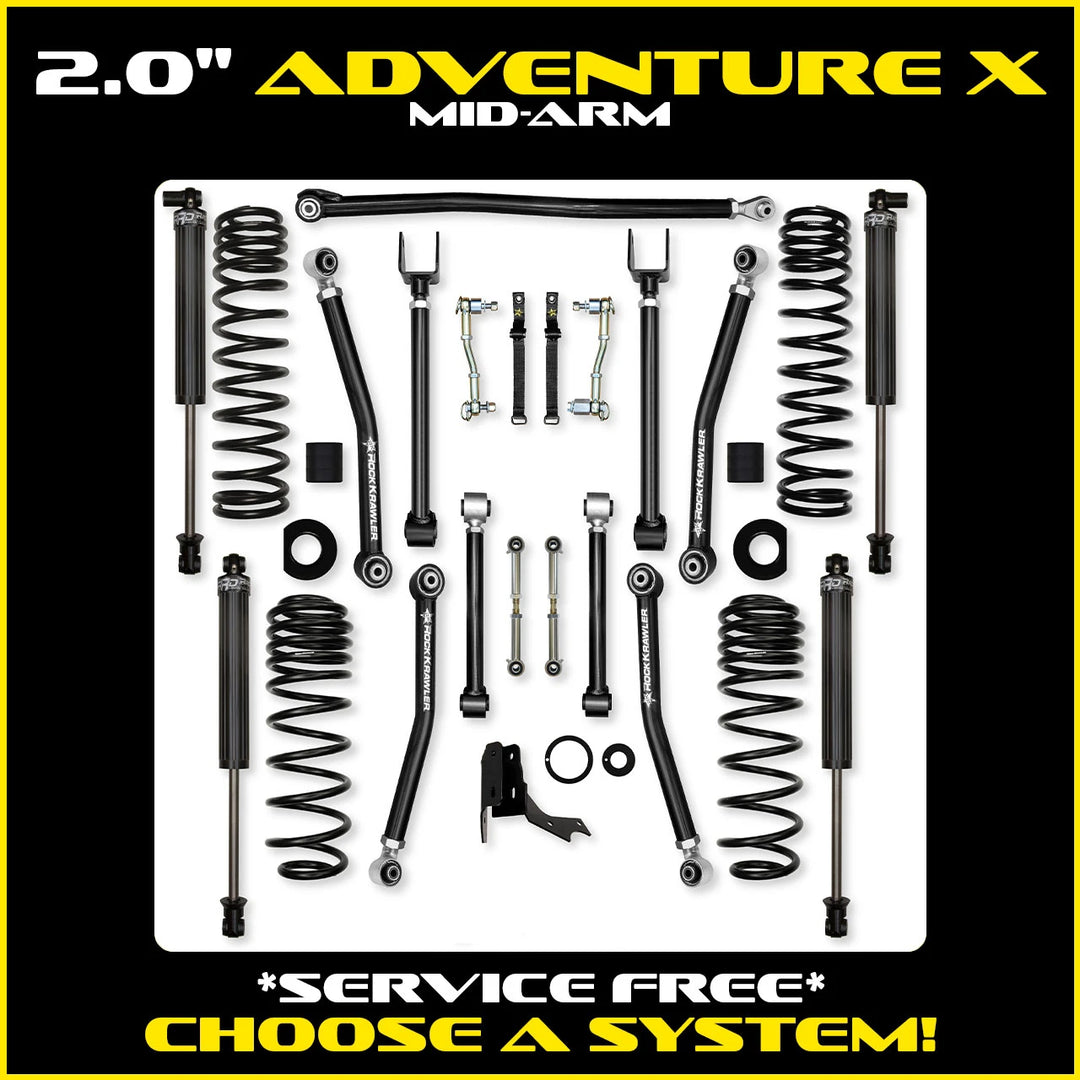 Rock Krawler 2.0 Inch Adventure-X Mid Arm System - 2020+ Gladiator JT - kit photo