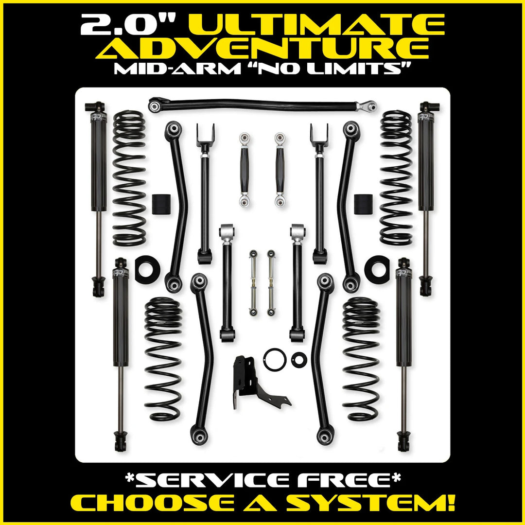 Rock Krawler 2.0 Inch Ultimate Adventure No Limits Mid Arm - 2020+ Gladiator JT - kit photo