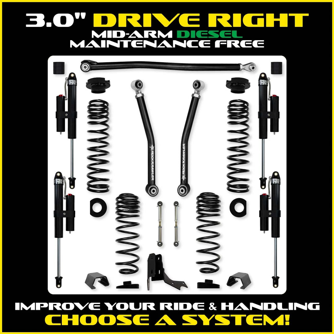 Rock Krawler 3.0 Inch Drive Right Mid Arm System - 2020+ Gladiator JT Diesel - kit photo
