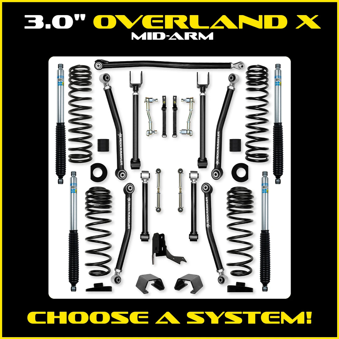 Rock Krawler 3.0 Inch Overland X Mid Arm System - 2020+ Gladiator JT - kit photo