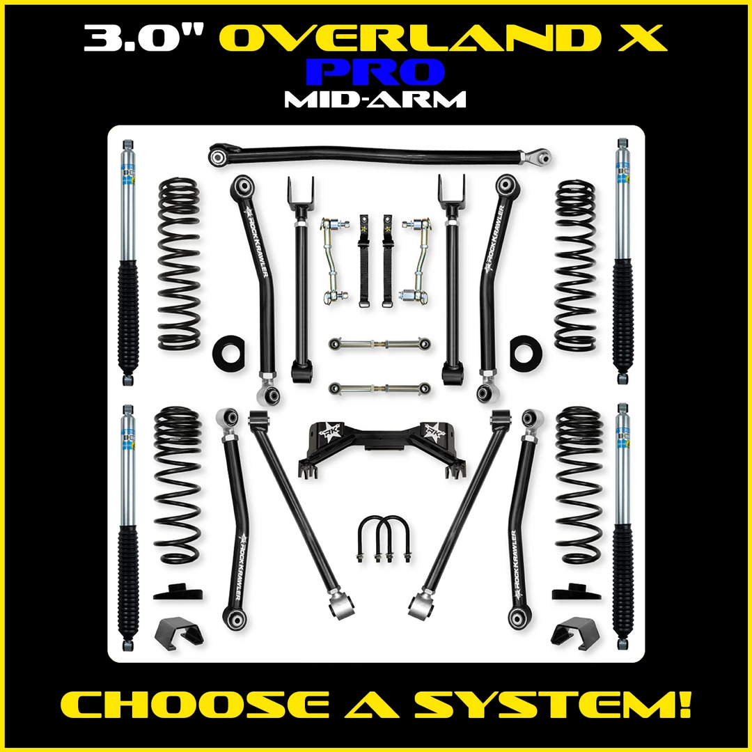 Rock Krawler 3.0 Inch Overland X Pro Mid Arm System - 2020+ Gladiator JT - kit photo