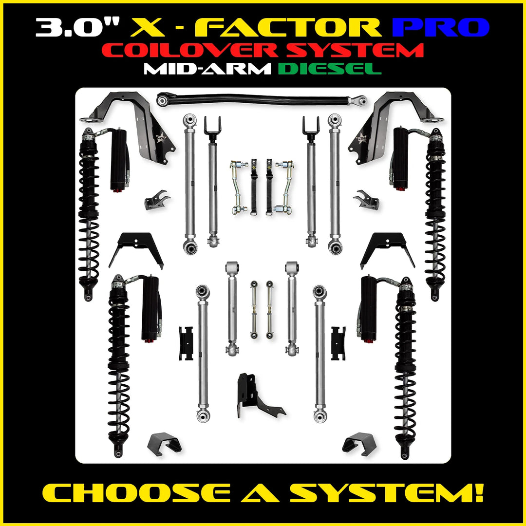 Rock Krawler 3.0 Inch X-Factor Pro Aluminum Mid Arm Kit - 2020+ Gladiator JT - diesel coilover packages