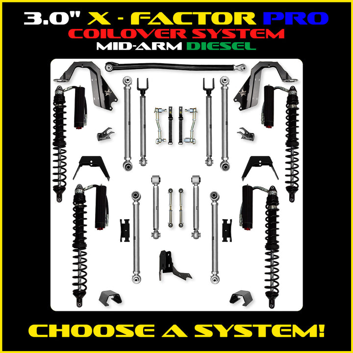 Rock Krawler 3.0 Inch X-Factor Pro Aluminum Mid Arm Kit - 2020+ Gladiator JT - diesel kit