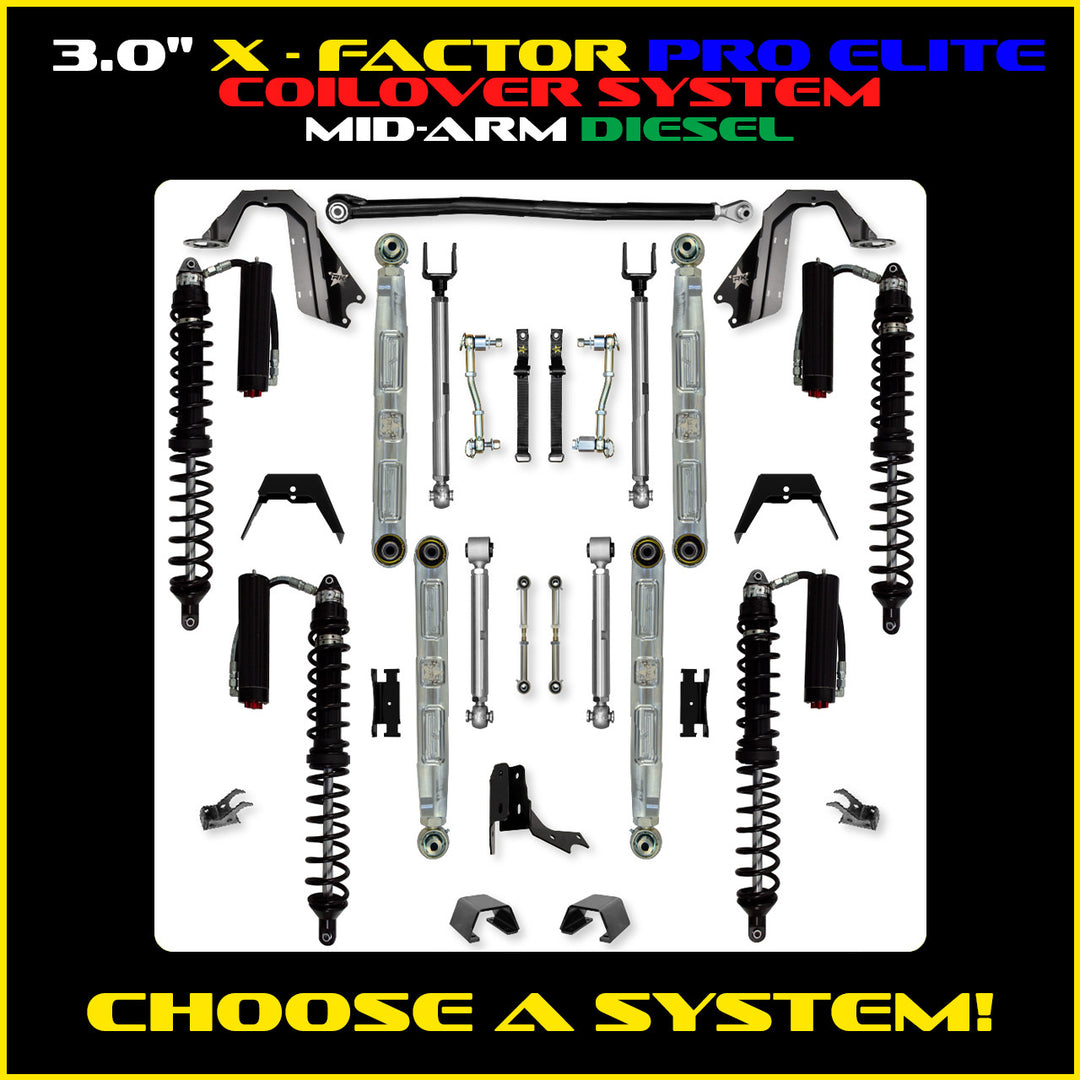 Rock Krawler 3.0 Inch X-Factor Pro Elite Mid Arm Lift Kit - 2020+ Gladiator JT - diesel coilover packages